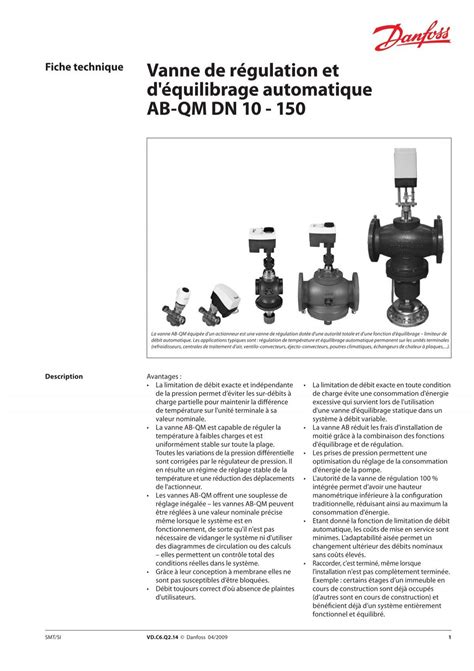 Vanne De R Gulation Et D Quilibrage Automatique Ab Qm Danfoss