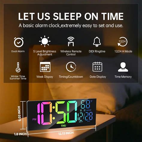 MEISD Reloj De Pared Digital Reloj Despertador De Pantalla Grande De