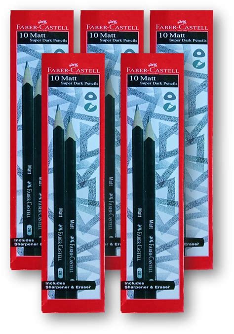 Faber Castell 10 Matt Super Dark Pencils Pack Of 5 Unique