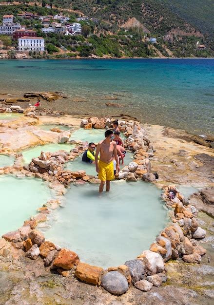 Premium Photo Holidaymakers Take Natural Healing Baths At Hot Springs