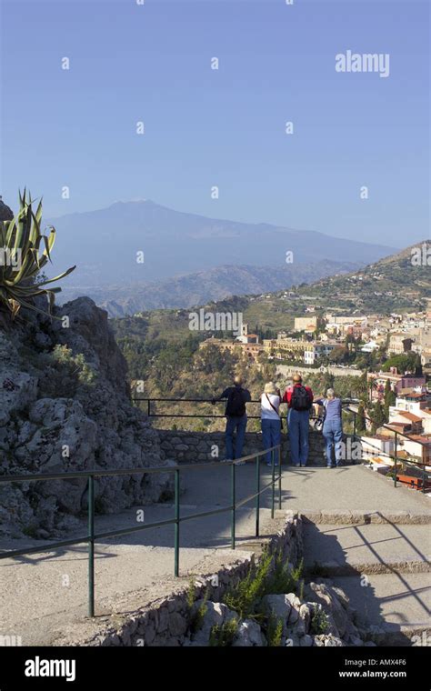 Taormina, View of Mount Etna Stock Photo - Alamy