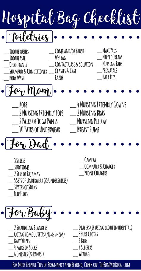 Baby Hospital Checklist Printable