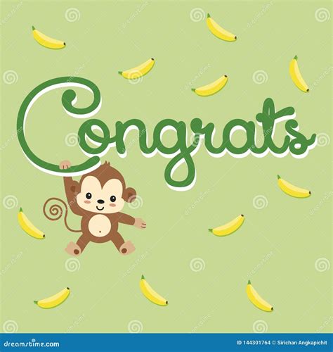 congratulations card  cute monkeys cartoon stock vector