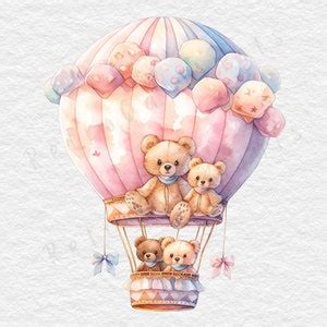 Watercolor Hot Air Balloons Clipart Baby Shower Clipart Nursery Wall Decor Nursery Wall Art