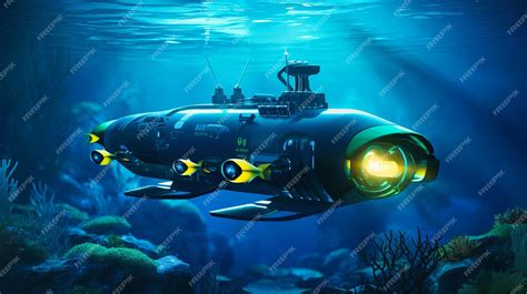 Premium AI Image | Underwater autonomous vehicle exploring marine life