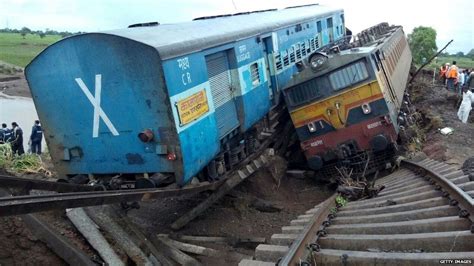 India Rail Crash Trains Derail In Madhya Pradesh Flash Flood Bbc News