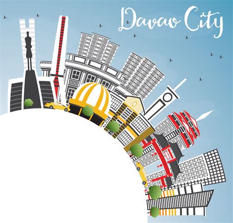 Davao City Philippines Skyline With Gray Buildings Blue Sky And Copy