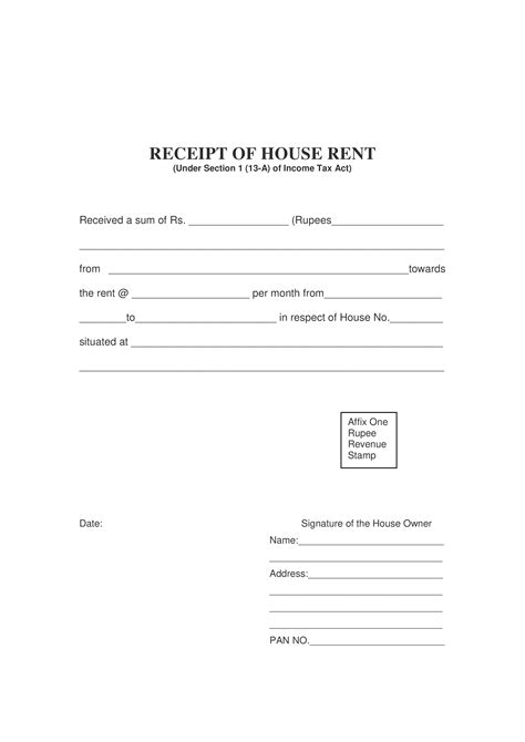 House Rent Receipt | Templates at allbusinesstemplates.com