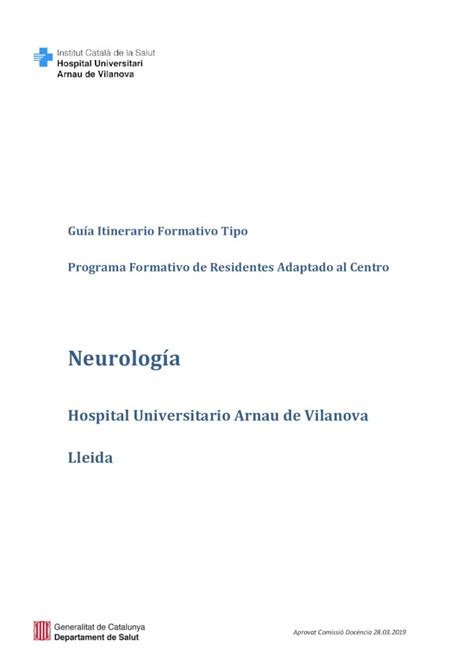 PDF Programa formativo de la especialidad de Neurología Neurologia