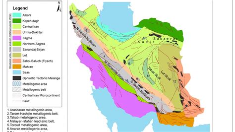 نقشه ساختاری و متالوژنی ایران انجمن زمین شناسی ایران