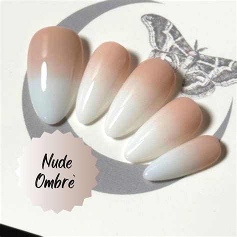 Nude Ombré Press Ons Nude and White Ombré Nails Press on Nails Gothic Press Ons Witchy Nails