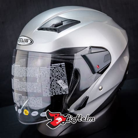 Jual HELM ZEUS ZS 611 SOLID SILVER GLOSSY ZS611 HALF FACE DOUBLE