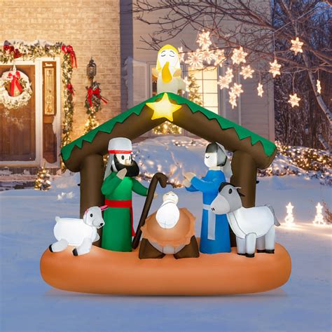 6 Feet Lighted Christmas Inflatable Nativity Scene Decoration - Costway