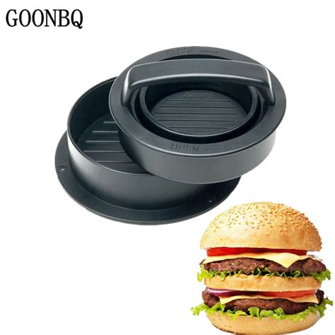 GOONBQ 3pcs Set Round Shape Hamburger Mold Plastic Meat Burger Press