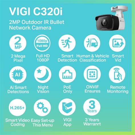 TP-Link VIGI C320I (4mm) กล้องวงจรปิด 2MP Outdoor IR Bullet Network ...