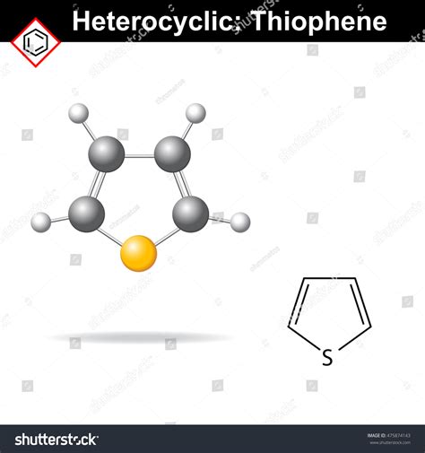 Thiophene Fivemembered Heterocyclic Ring Molecular Structure Stock ...