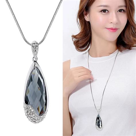 Ravimour Korean Fashion Jewelry Women Necklaces Pendants Big Water Drop