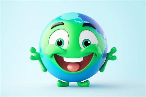 Premium AI Image | A cartoon earth with a green face and a smiling face.