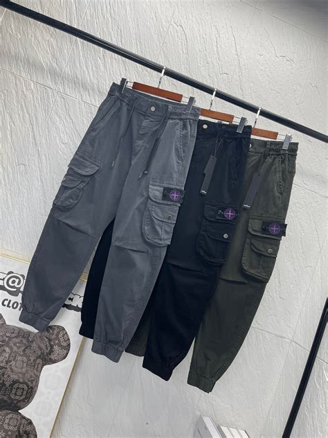 Stone Island Purple Patch Pocket Cargos Pants Grey Black Army Green