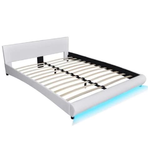 VidaXL Cadre De Lit Avec LED Blanc Similicuir 160 X 200 Cm Cdiscount