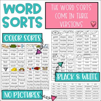 Word Study Spelling Word Sorts 3rd Grade Phonics TpT