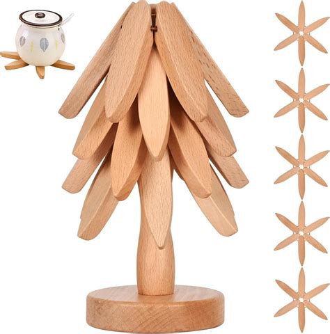 Amazon Wooden Trivets For Hot DishesTree Shape Trivet SetBeech Wood Tree Shape Trivets