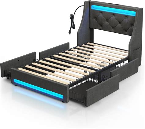 Amazon Rolanstar Twin Bed Frame With Storage Drawers Charging