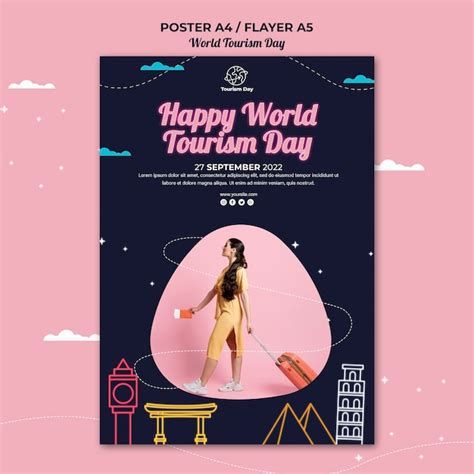 Free PSD | World tourism day poster template