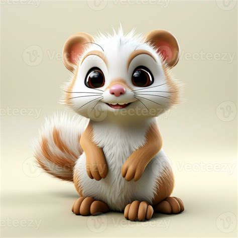 3d cartoon cute ferret ai 28807144 Stock Photo at Vecteezy