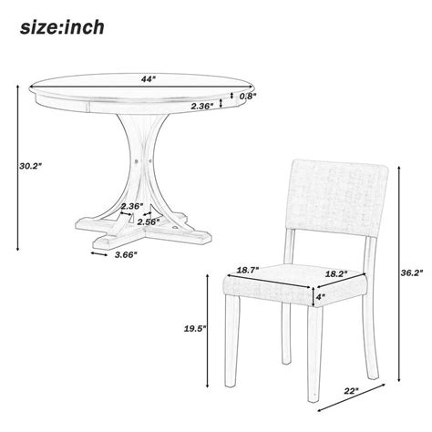 Retro 5 Piece Round Dining Table Set With Curved Trestle Style Table Legs And 4 Upholstered