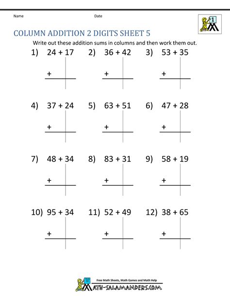 Math Addition Worksheets 1st Grade