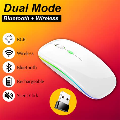 Bluetooth Mouse Plus Wireless Mouse M2 Dual Mode Rechargeable Rgb Mouse Dpi Button Bd