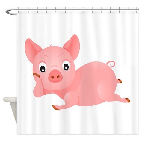 Pink Pig Shower Curtain by evolveshop