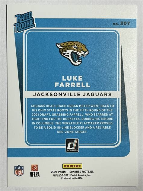 RATED ROOKIE CARD LUKE FARRELL Jaguars 2021 Donruss GOLD HOLO PRESS