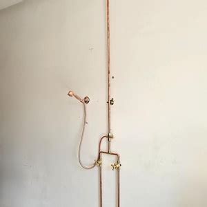 Solid Copper Shower Set Of Complete Solid Copper And Brass RAW Copper Hot Cold Rain Shower