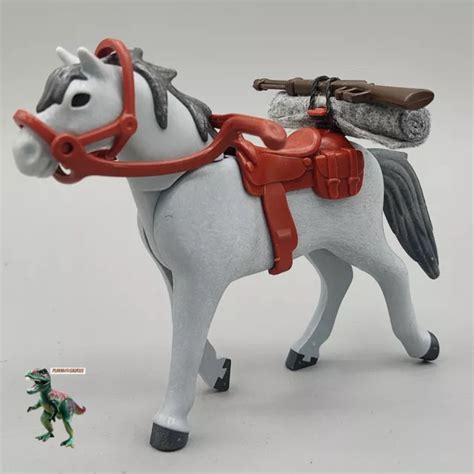 Playmobil Cheval Western Avec Couverture Fusil Soldat Yankee Conf D Ral