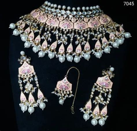 Blue Brass Fashion Meenakari Pearl Necklace Set At Rs 8431 Set In Mumbai