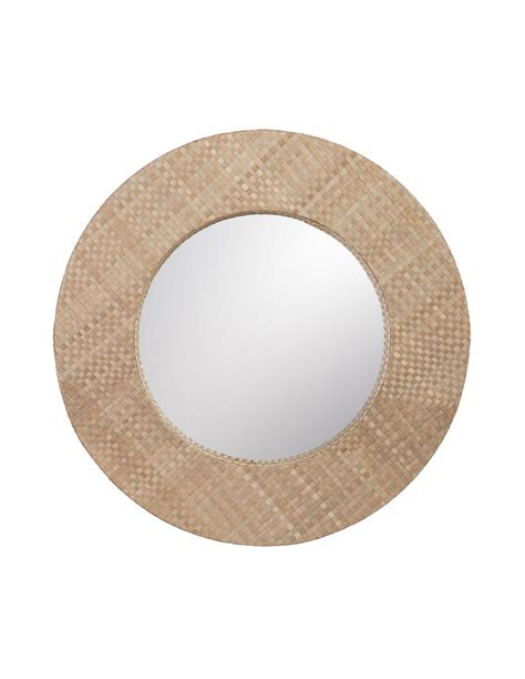 Miroir Mural Rond Diamètre 80 cm en Fibre Naturel Jemma