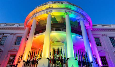 Rainbow Colors Projected Onto White House Following Signing Of Respect