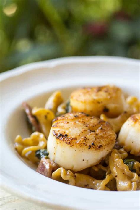 Pan Seared Sea Scallops with White Wine Bacon Cream Sauce | Or Whatever ...