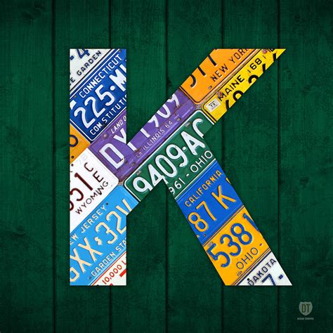 Letter K Alphabet Vintage License Plate Art Mixed Media By Design