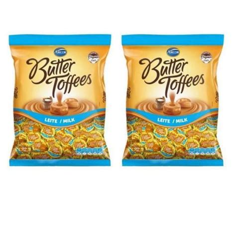 Combo 02 Pacotes Bala Butter Toffees Sabor Leitemilk 500g Balas