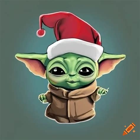 Festive Baby Yoda Wearing A Santa Hat