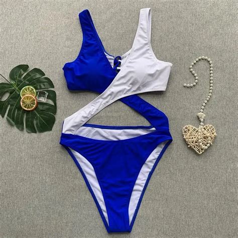 Halter Push Up Bathing Suit Cross Bandage Cut Out One Piece Swimsuit