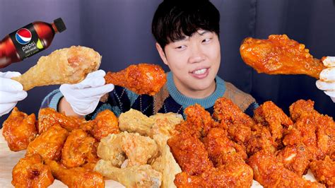 신메뉴 제로슈가 양념치킨 솔직후기 리얼사운드 먹방 치킨플러스 후라이드 Zero Sugar Spicy Chicken