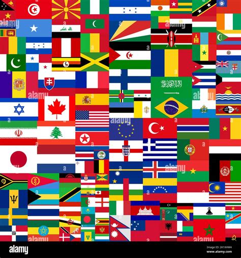 Collage With Flags All Countries Of World Background Close Up Stock