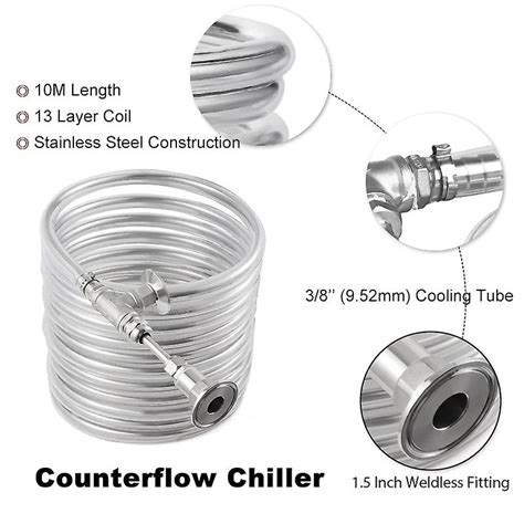 Tri Clamps Counterflow Wort Chiller M Stainless Steel Cooling Coil