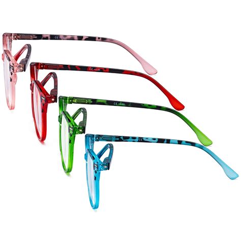 4 Pack Ladies Reading Glasses - Oversize Round Stylish Readers