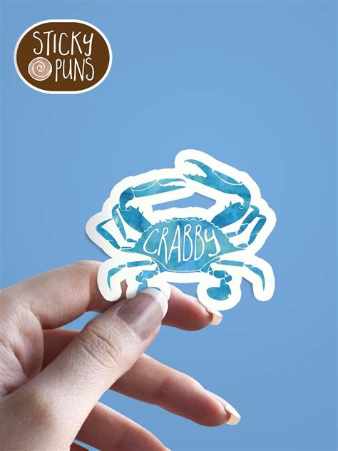 Crab Sticker Crabby Mood Sticker Funny Crab Vinyl Sticker Etsy