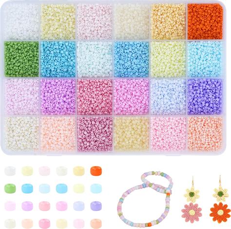 Amazon Quefe 26400pcs 2mm Seed Beads 24 Macaron Color Scheme Small